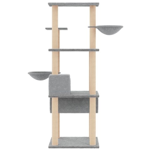 DRAPAK DLA KOTA Z SIZALOWYMI SŁUPKAMI JASNOSZARY 141CM