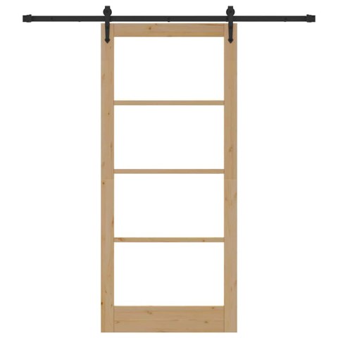 VidaXL Drzwi przesuwne Naturalny i czarny 93 x 211 cm