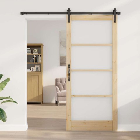 VidaXL Drzwi przesuwne ORKDAL Naturalny i czarny 93 x 211 cm