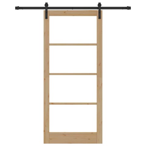 VidaXL Drzwi przesuwne ORKDAL Naturalny i czarny 93 x 211 cm