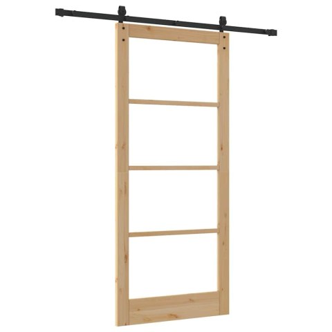 VidaXL Drzwi przesuwne ORKDAL Naturalny i czarny 93 x 211 cm