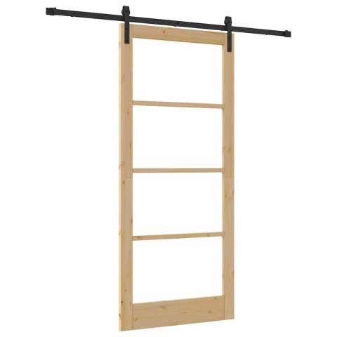 VidaXL Drzwi przesuwne ORKDAL Naturalny i czarny 93 x 211 cm