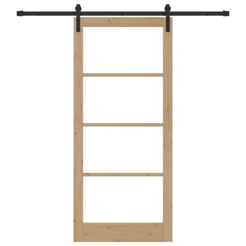 VidaXL Drzwi przesuwne ORKDAL Naturalny i czarny 93 x 211 cm