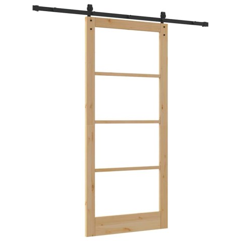 VidaXL Drzwi przesuwne ORKDAL Naturalny i czarny 93 x 211 cm