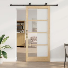 VidaXL Drzwi przesuwne ORKDAL Naturalny i czarny 93 x 211 cm