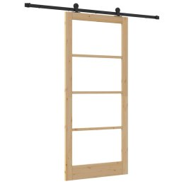 VidaXL Drzwi przesuwne ORKDAL Naturalny i czarny 93 x 211 cm