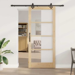 VidaXL Drzwi przesuwne ORKDAL Naturalny i czarny 93 x 211 cm