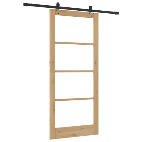 VidaXL Drzwi przesuwne ORKDAL Naturalny i czarny 93 x 211 cm