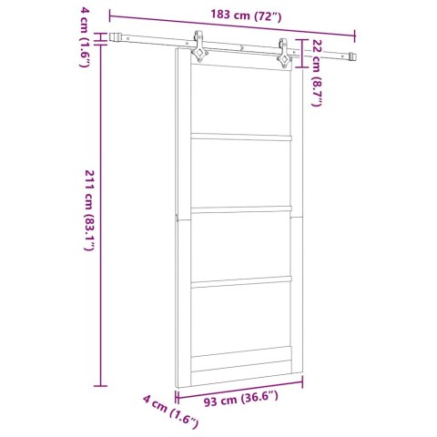 VidaXL Drzwi przesuwne ORKDAL Naturalny i czarny 93 x 211 cm