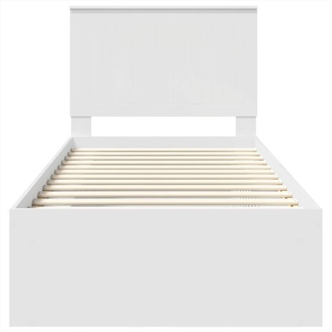VidaXL Ramka łóżka Z zagłówkiem Biały 90 x 200 cm Lite drewno sosnowe