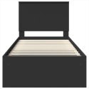 VidaXL Ramka łóżka Z zagłówkiem Czarny 90 x 200 cm Lite drewno sosnowe
