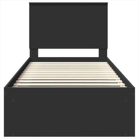 VidaXL Ramka łóżka Z zagłówkiem Czarny 90 x 200 cm Lite drewno sosnowe