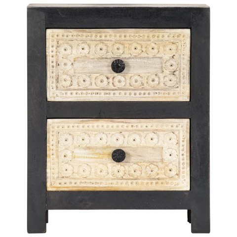 RĘCZNIE RZEŹBIONA SZAFKA NOCNA SZARA 40X30X50CM DREWNO MANGO