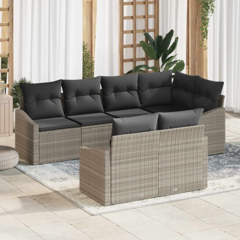 VidaXL Zestaw Sof na Ogród z poduszką 7 pcs Jasnoszary polirattan