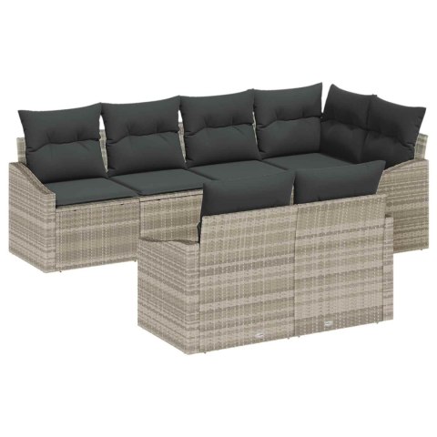 VidaXL Zestaw Sof na Ogród z poduszką 7 pcs Jasnoszary polirattan