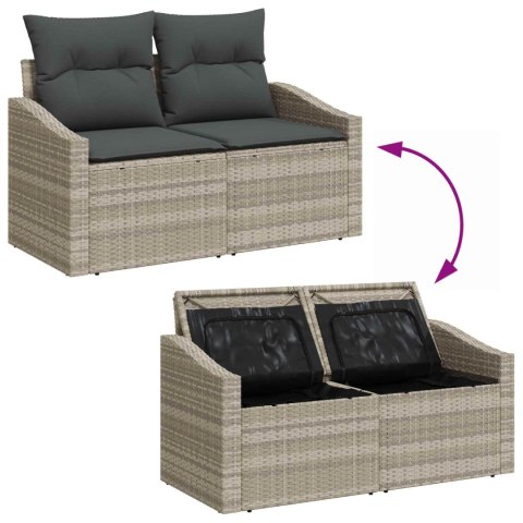 VidaXL Zestaw Sof na Ogród z poduszką 7 pcs Jasnoszary polirattan