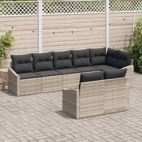 VidaXL Zestaw Sof na Ogród z poduszką 8 pcs Jasnoszary polirattan