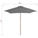 PARASOL OGRODOWY NA DREWNIANYM SŁUPKU 270CM ANTRACYTOWY