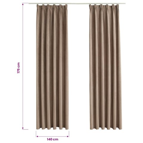 ZASŁONY ZACIEMNIAJĄCE Z HACZYKAMI 2 SZT TAUPE 140X175CM