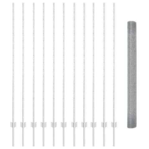 VidaXL Ogrodzenie z słupkiem srebrny