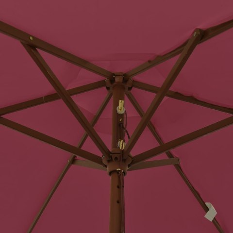 VidaXL Parasol ogrodowy na drewnianym słupku, bordo, 196x231 cm