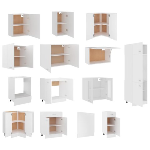 VidaXL 14-cz. zestaw szafek kuchennych, Lyon, biały, płyta wiórowa