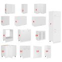 VidaXL 14-cz. zestaw szafek kuchennych, Lyon, biały, płyta wiórowa