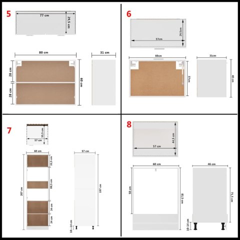 VidaXL 14-cz. zestaw szafek kuchennych, Lyon, biały, płyta wiórowa