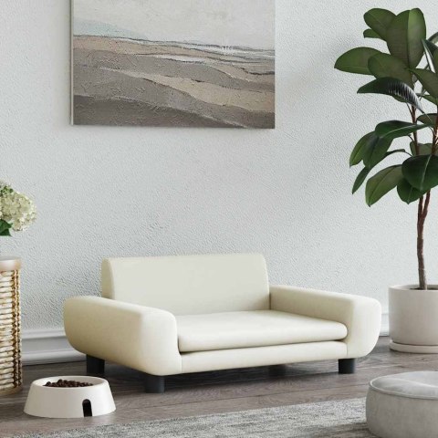 VidaXL Legowisko dla psa, kremowe, 70x45x33 cm, aksamitne