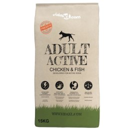 VidaXL Sucha karma dla psów Adult Active Chicken & Fish, 2 szt., 30 kg
