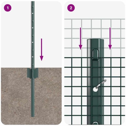 VidaXL Ogrodzenie z słupkiem zielony