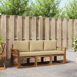 VidaXL Zestaw sof na zewnątrz z poduszką 3 pcs Naturalny i Beżowy