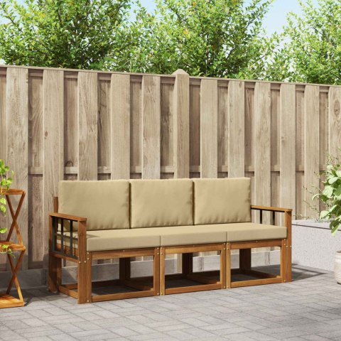 VidaXL Zestaw sof na zewnątrz z poduszką 3 pcs Naturalny i Beżowy