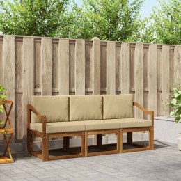 VidaXL Zestaw sof na zewnątrz z poduszką 3 pcs Naturalny i Beżowy