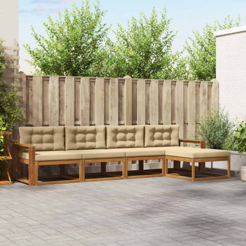 VidaXL Zestaw sof na zewnątrz z poduszką 5 pcs Naturalny i Beżowy