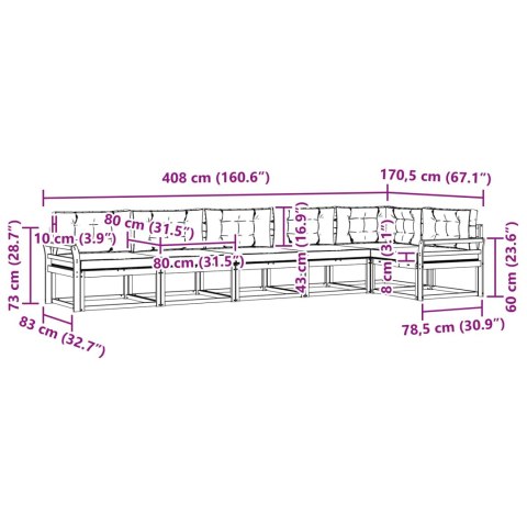 VidaXL Zestaw sof na zewnątrz z poduszką 6 pcs Naturalny i Beżowy