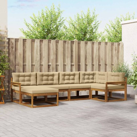 VidaXL Zestaw sof na zewnątrz z poduszką 6 pcs Naturalny i Beżowy