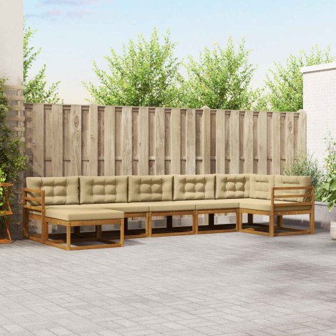 VidaXL Zestaw sof na zewnątrz z poduszką 7 pcs Naturalny i Beżowy