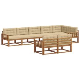 VidaXL Zestaw sof na zewnątrz z poduszką 8 pcs Naturalny i Beżowy