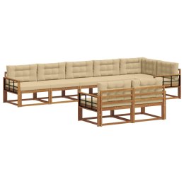 VidaXL Zestaw sof na zewnątrz z poduszką 8 pcs Naturalny i Beżowy