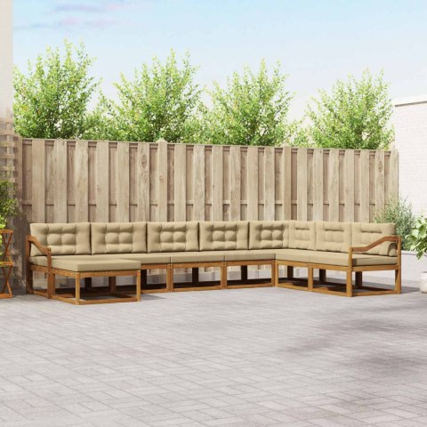 VidaXL Zestaw sof na zewnątrz z poduszką 8 pcs Naturalny i Beżowy