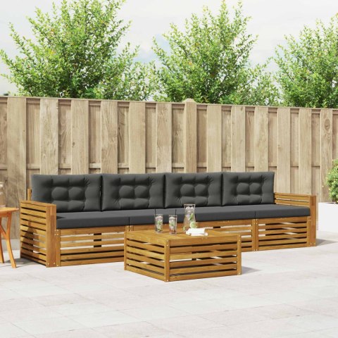 VidaXL Zestaw sof na zewnątrz z poduszką 5 pcs Naturalny i Antracytowy