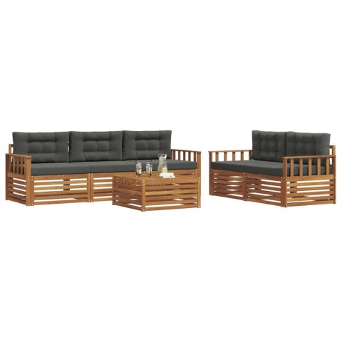 VidaXL Zestaw sof na zewnątrz z poduszką 6 pcs Naturalny i Antracytowy