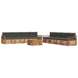 VidaXL Zestaw sof na zewnątrz z poduszką 9 pcs Naturalny i Antracytowy