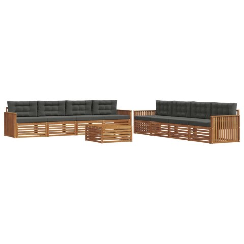 VidaXL Zestaw sof na zewnątrz z poduszką 9 pcs Naturalny i Antracytowy