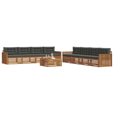 VidaXL Zestaw sof na zewnątrz z poduszką 9 pcs Naturalny i Antracytowy