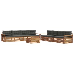VidaXL Zestaw sof na zewnątrz z poduszką 9 pcs Naturalny i Antracytowy