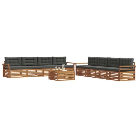 VidaXL Zestaw sof na zewnątrz z poduszką 9 pcs Naturalny i Antracytowy
