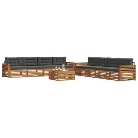 VidaXL Zestaw sof na zewnątrz z poduszką 9 pcs Naturalny i Antracytowy