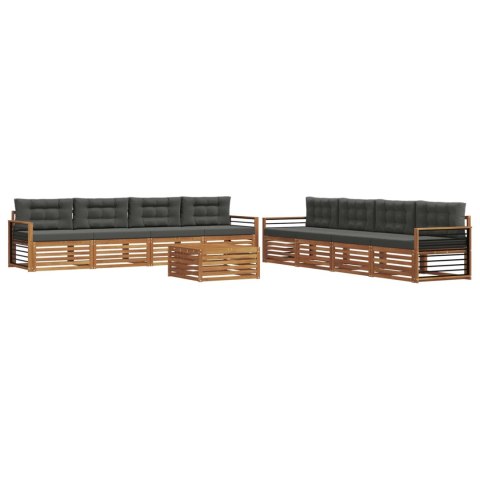 VidaXL Zestaw sof na zewnątrz z poduszką 9 pcs Naturalny i Antracytowy